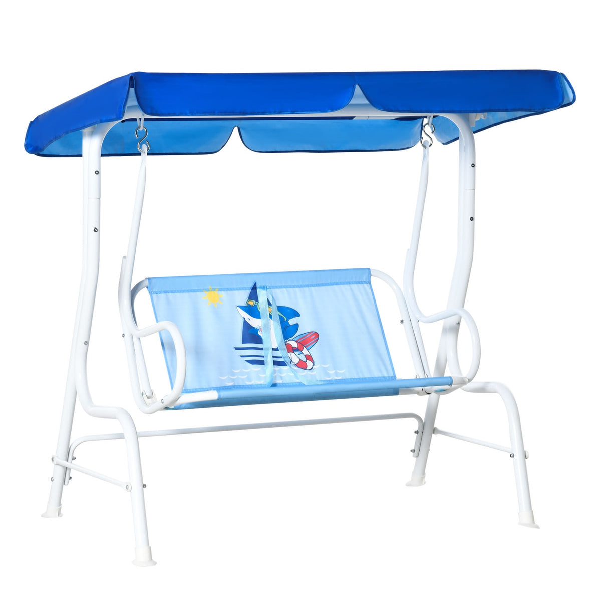 Hollywood Swing Garden Swing For Children, 2-Seater With Adjustable Sun Canopy, Metal, Blue, 110X74X113Cm