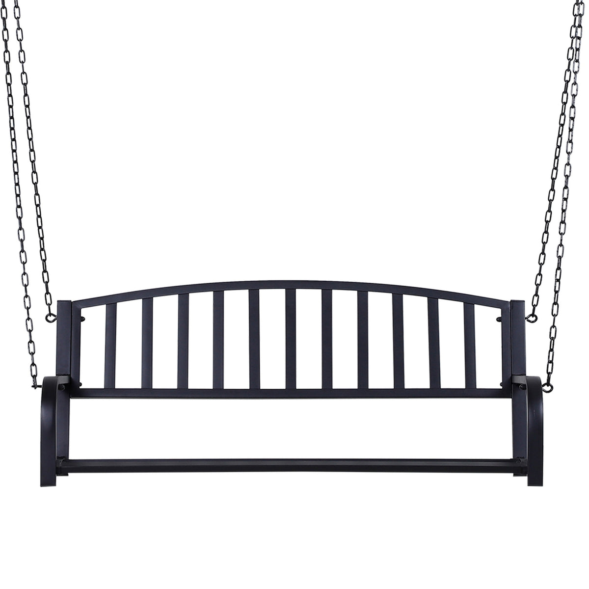 Hollywood Swing Garden Swing Hanging Bench 2-Seater Swing Bench With Chains Metal Black 127 X 60 X 53 Cm