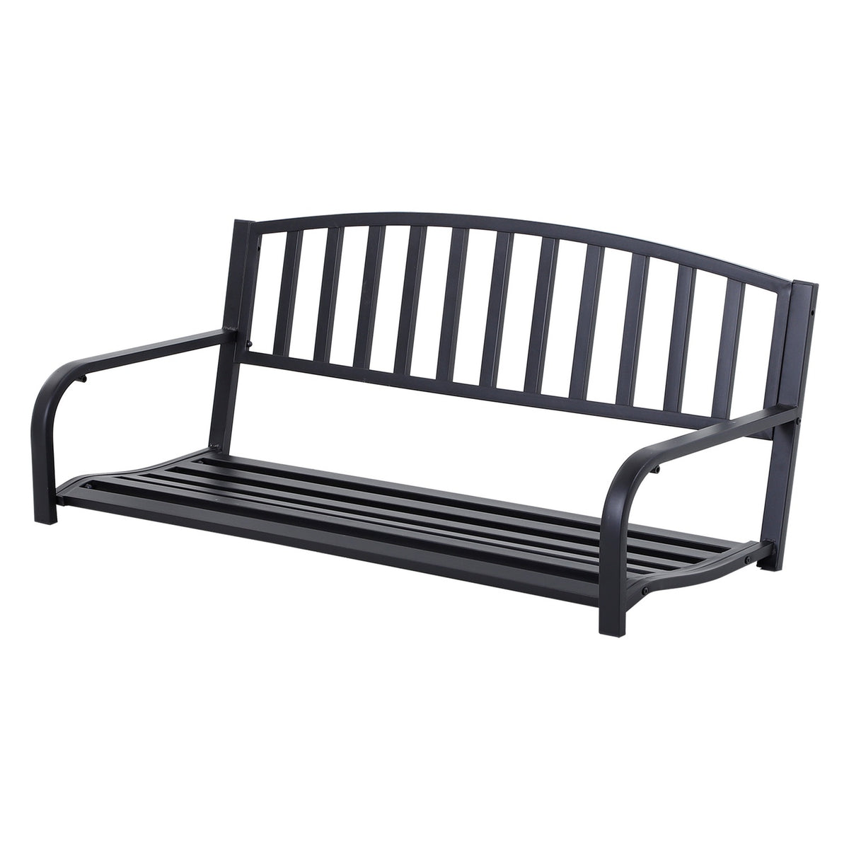 Hollywood Swing Garden Swing Hanging Bench 2-Seater Swing Bench With Chains Metal Black 127 X 60 X 53 Cm