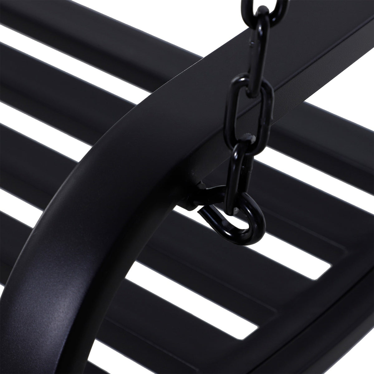Hollywood Swing Garden Swing Hanging Bench 2-Seater Swing Bench With Chains Metal Black 127 X 60 X 53 Cm