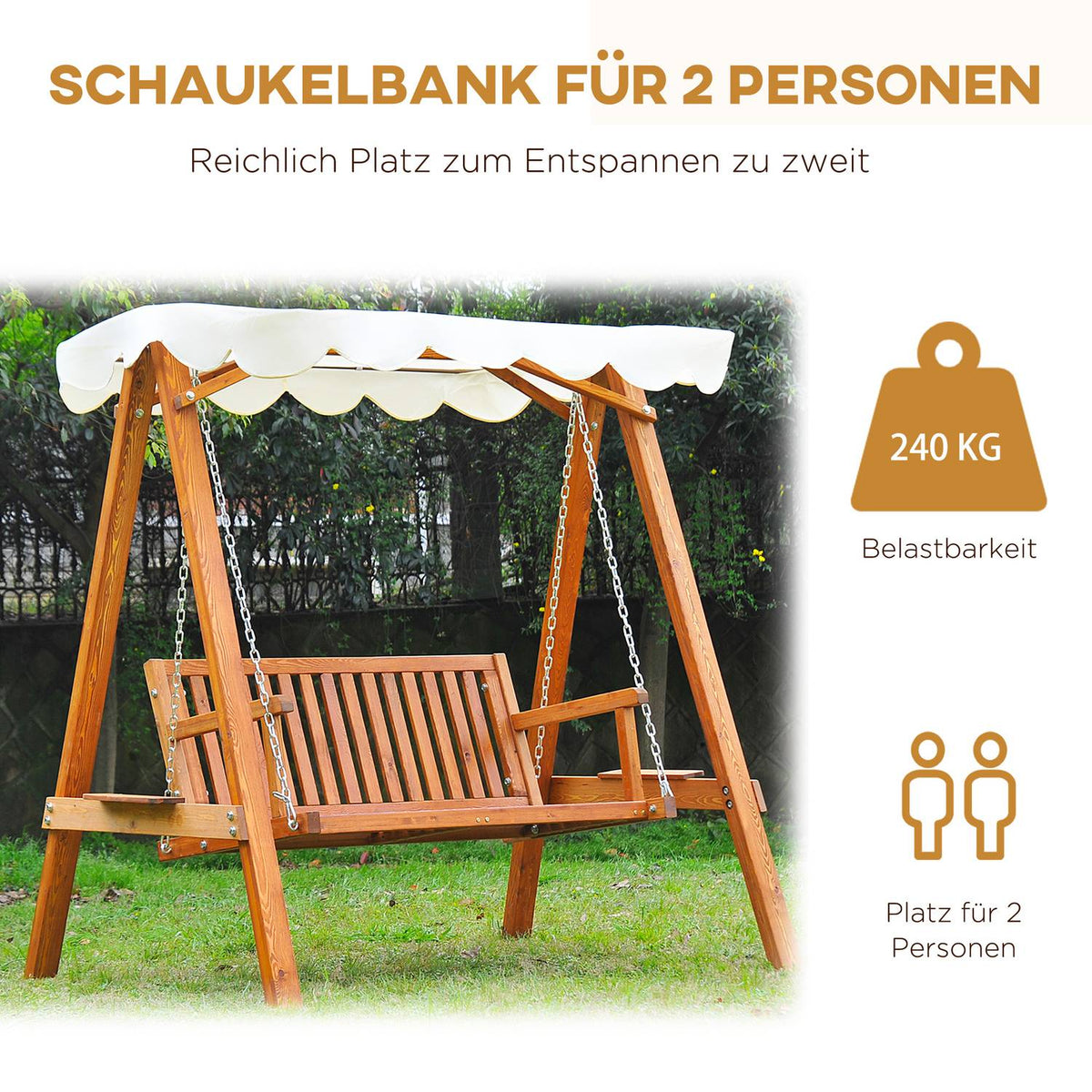Hollywood Swing Garden Swing Swing Bench Swing 2-Seater Larch