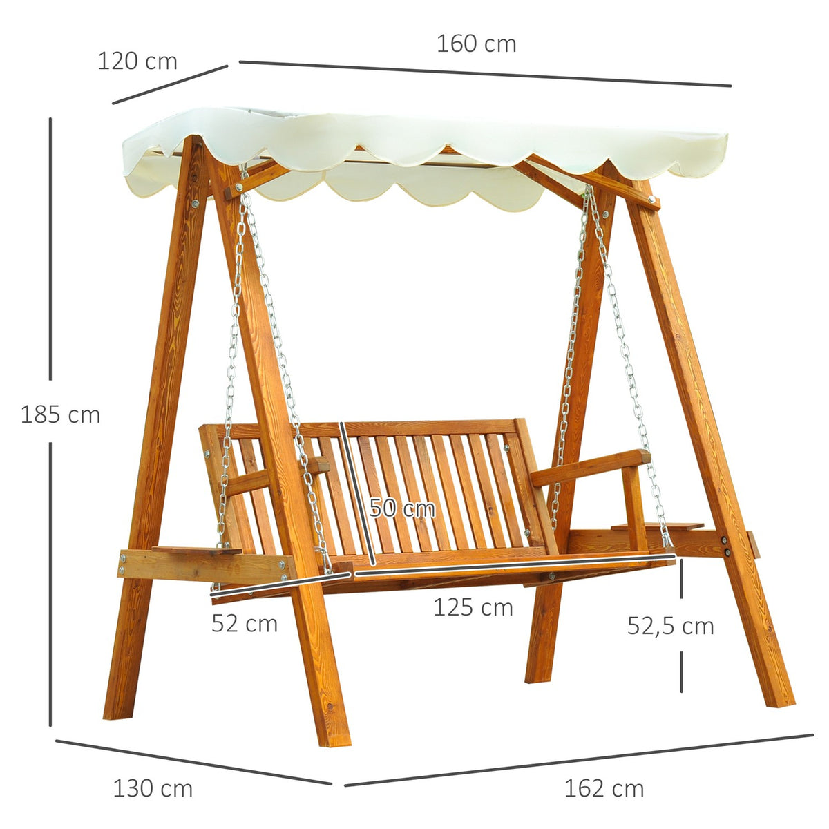 Hollywood Swing Garden Swing Swing Bench Swing 2-Seater Larch