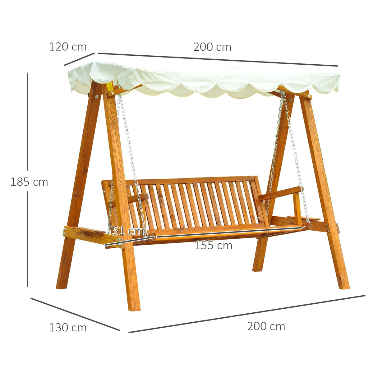 Hollywood Swing Garden Swing Swing Bench Swing 3-Seater Larch
