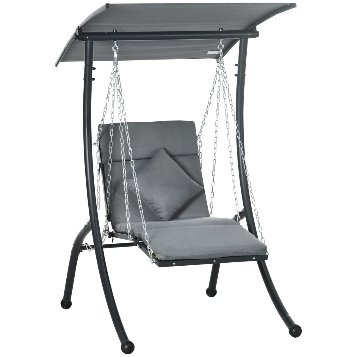 Hollywood Swing Garden Swing With Cushion & Adjustable Sun Canopy, Dark Grey
