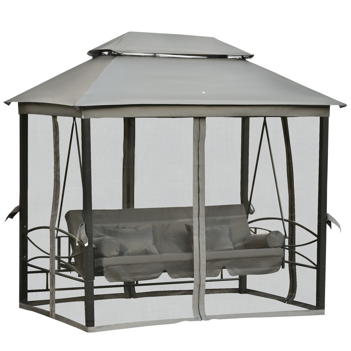 Hollywood Swing Garden Swing With Side Walls 3-Seater Dark Gray 256 X 172 X 248 Cm