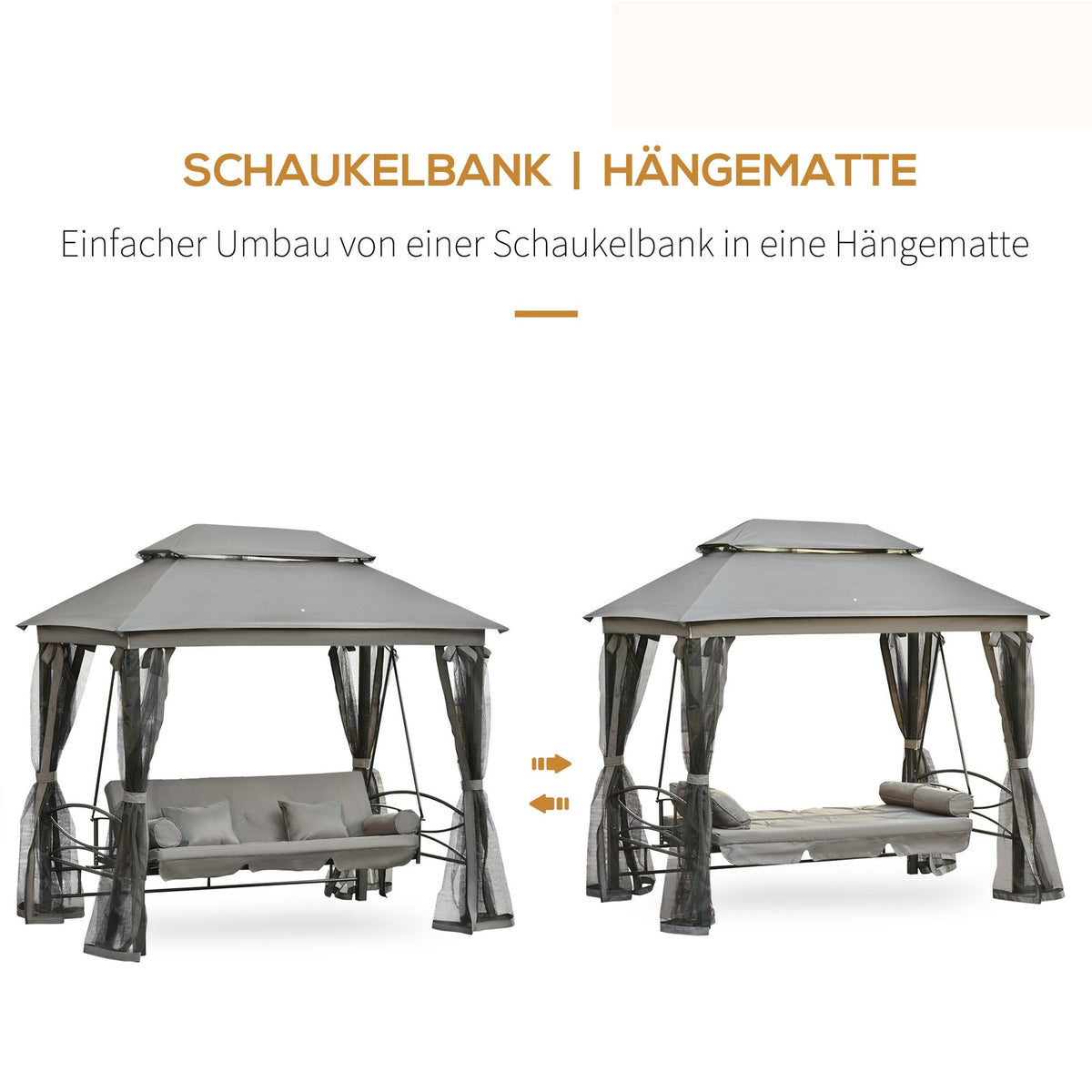 Hollywood Swing Garden Swing With Side Walls 3-Seater Dark Gray 256 X 172 X 248 Cm