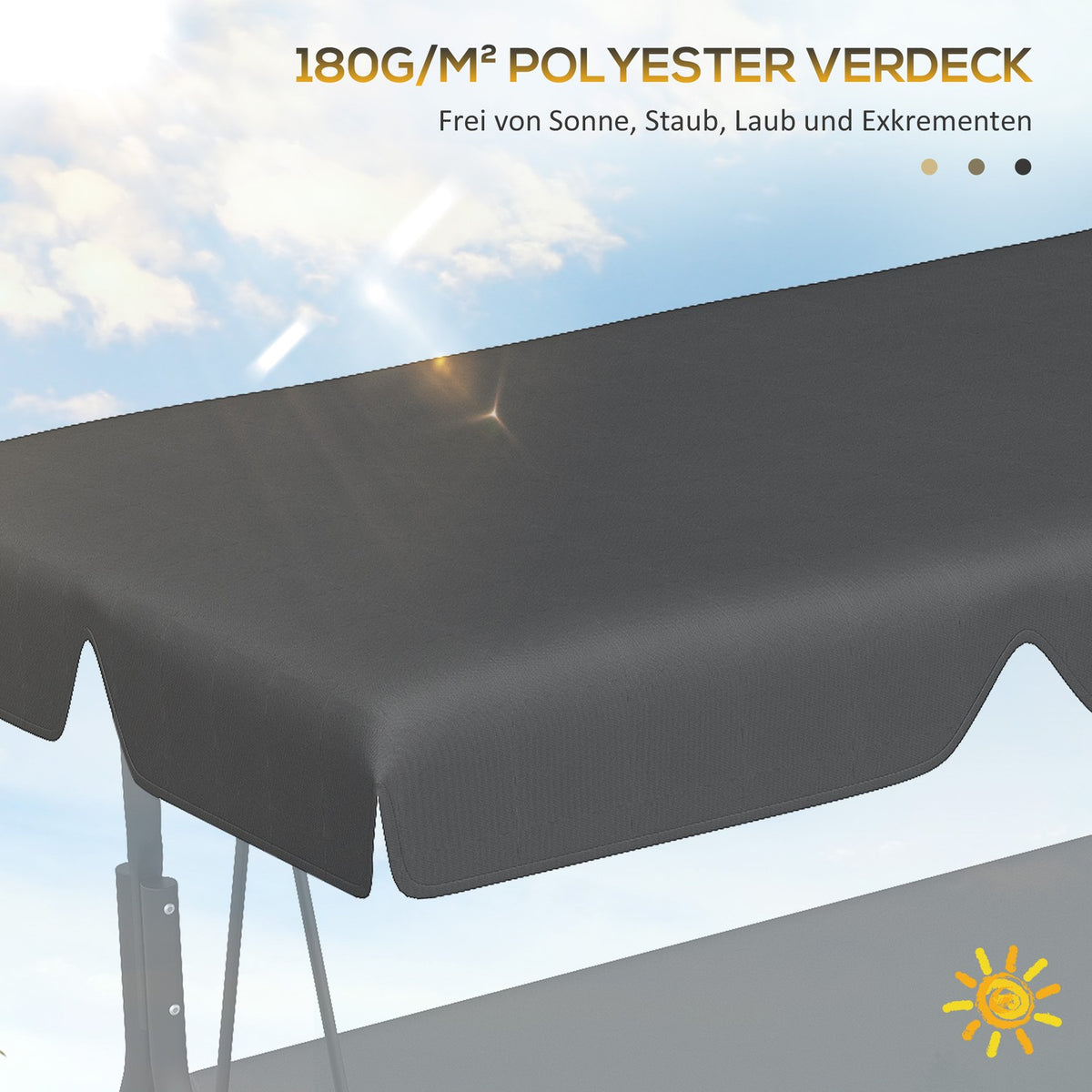 Hollywood Swing Replacement Roof Cover For 3 Seater Sun Canopy Dark Gray