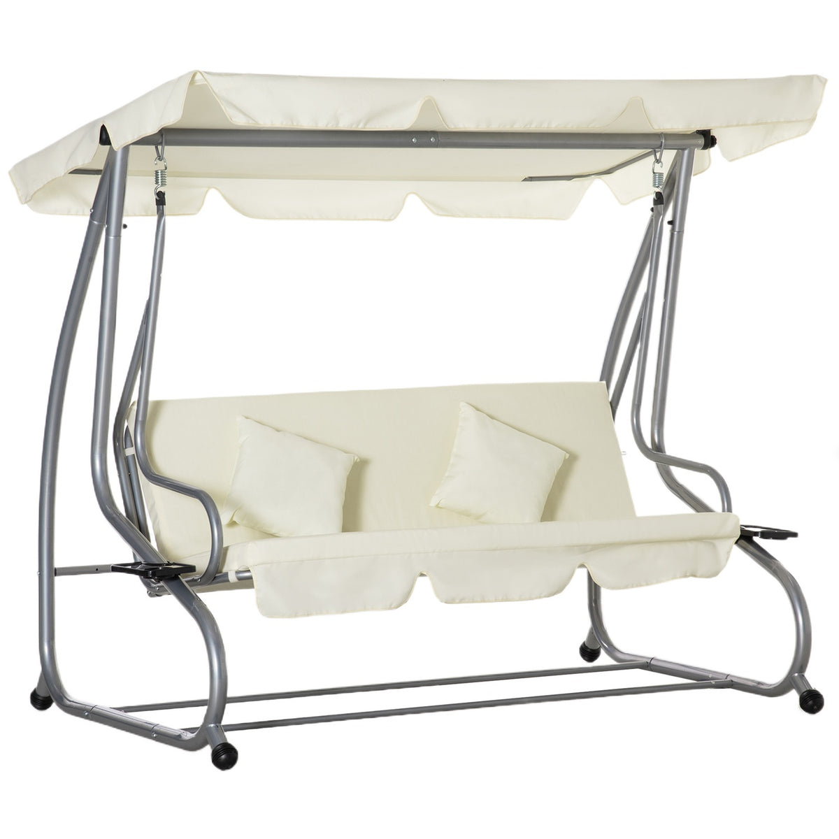 Hollywood rocking chair 3-seater, 200 x 120 x 164 cm, with adjustable, removable waterproof foredeck, seat and backrests, beige