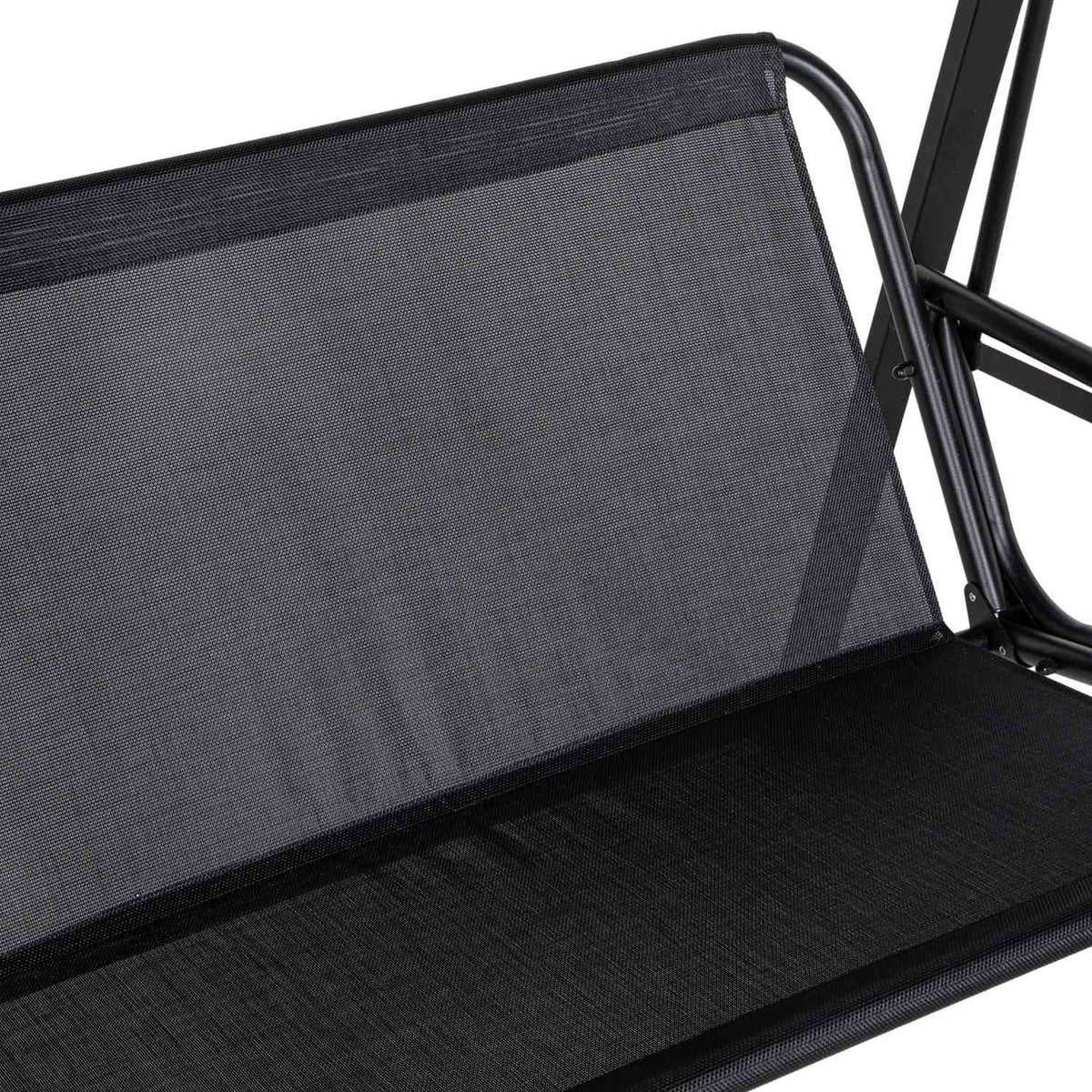 Hollywood swing, 2-seater garden swing with adjustable roof, cushion, swing bench, load capacity up to 220 kg, for garden, balcony, black, 145 x 116 x 172 cm