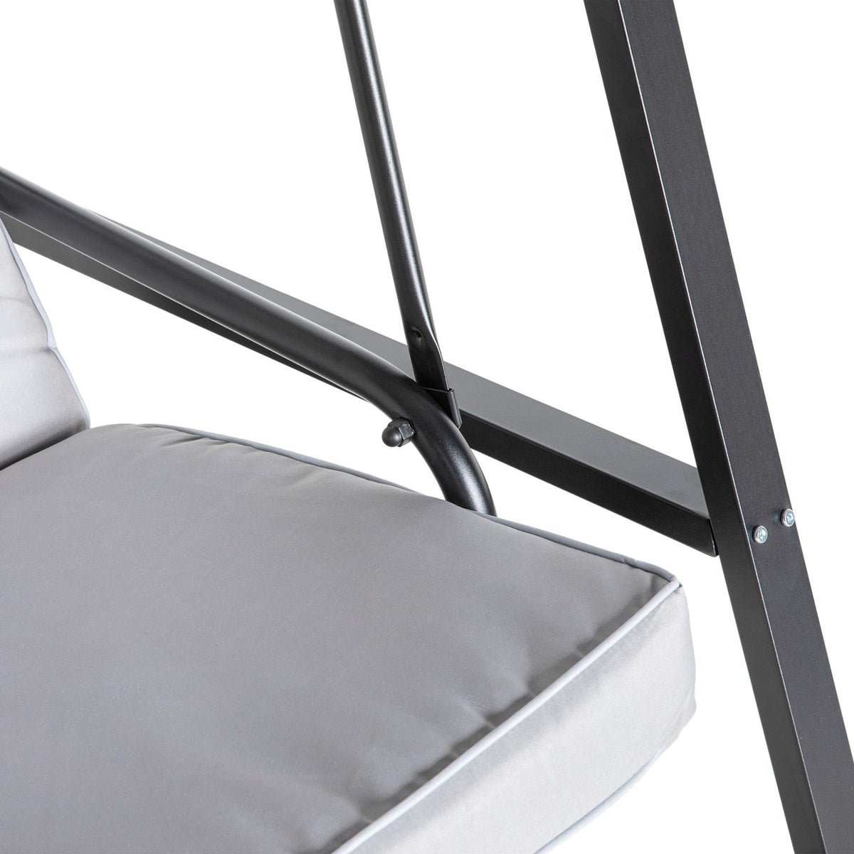 Hollywood swing, 2-seater garden swing with adjustable roof, cushion, swing bench, load capacity up to 220 kg, for garden, balcony, grey, 145 x 116 x 172 cm