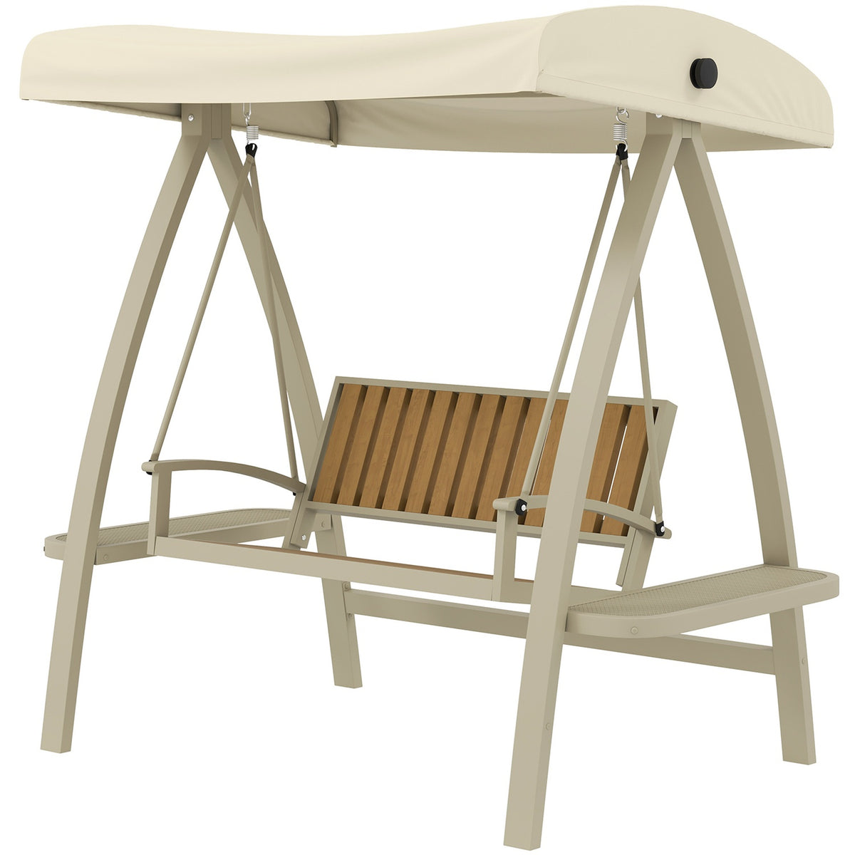 Hollywood swing 2-seater garden swing with adjustable sun canopy, side table, swing bench, load capacity up to 240kg, for garden, terrace, 200 x 120 x 190cm, beige |