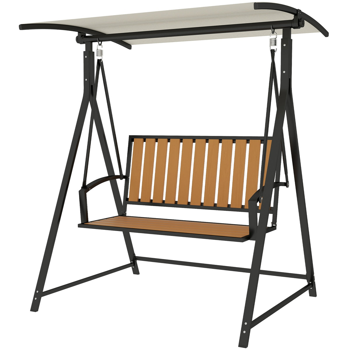 Hollywood swing with adjustable sun canopy, 2-seater garden swing, weatherproof swing bench, load capacity up to 240kg, garden lounger for garden, terrace, 142 x 112 x 162cm, black