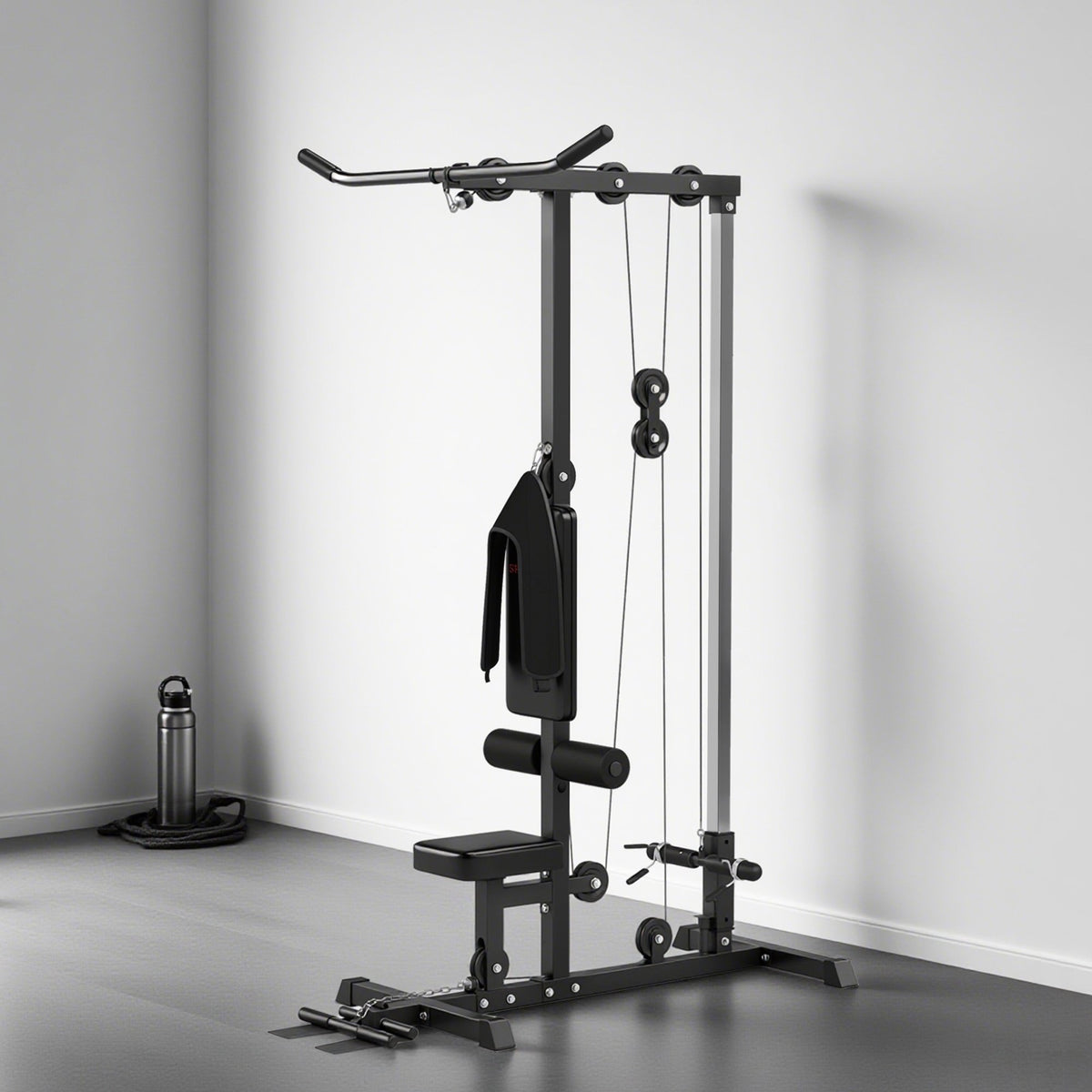 Home Gym Lat Pulldown & Row Machine, Steel & Faux Leather