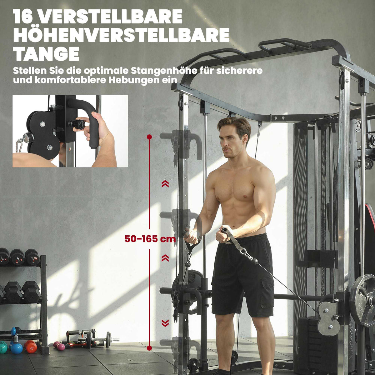 Home Gym Station with 65kg Weights, Lat Pull, Preacher Bench