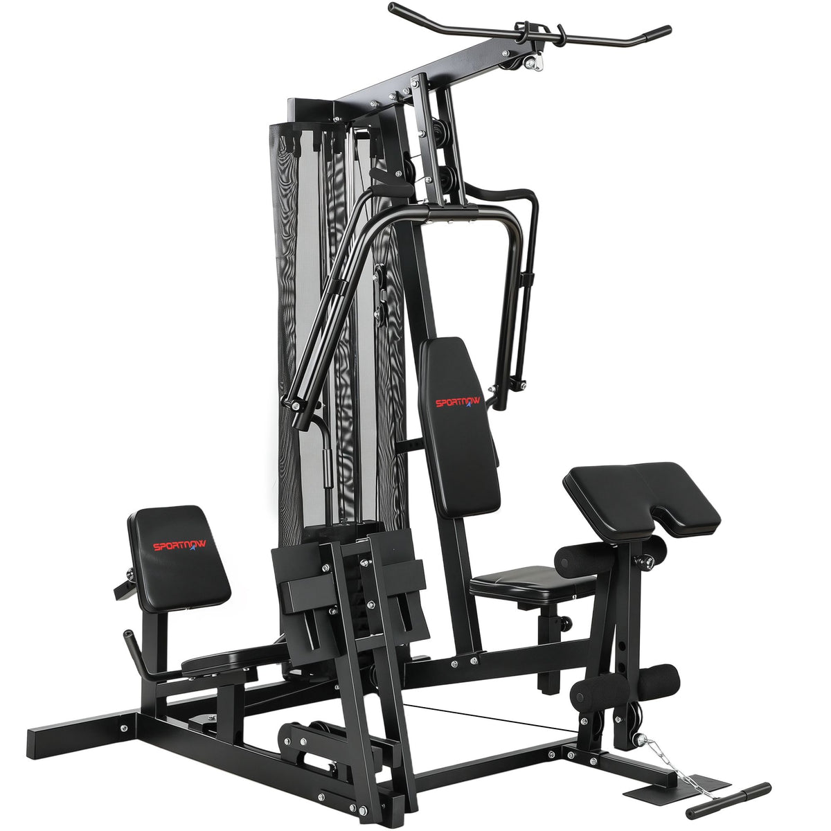 Home Gym Station with Leg Press, Adjustable Seat, 65kg Weights