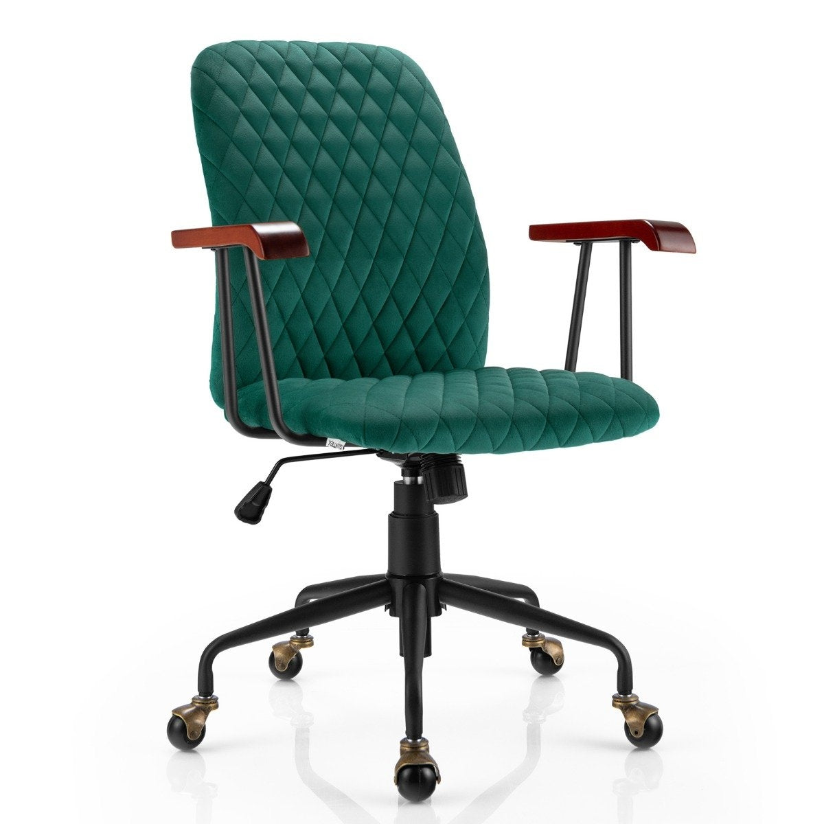 Home Office Chair Computer Chair Made of Velvet Adjustable Swivel Chair for Home Office Velvet Armchair Green