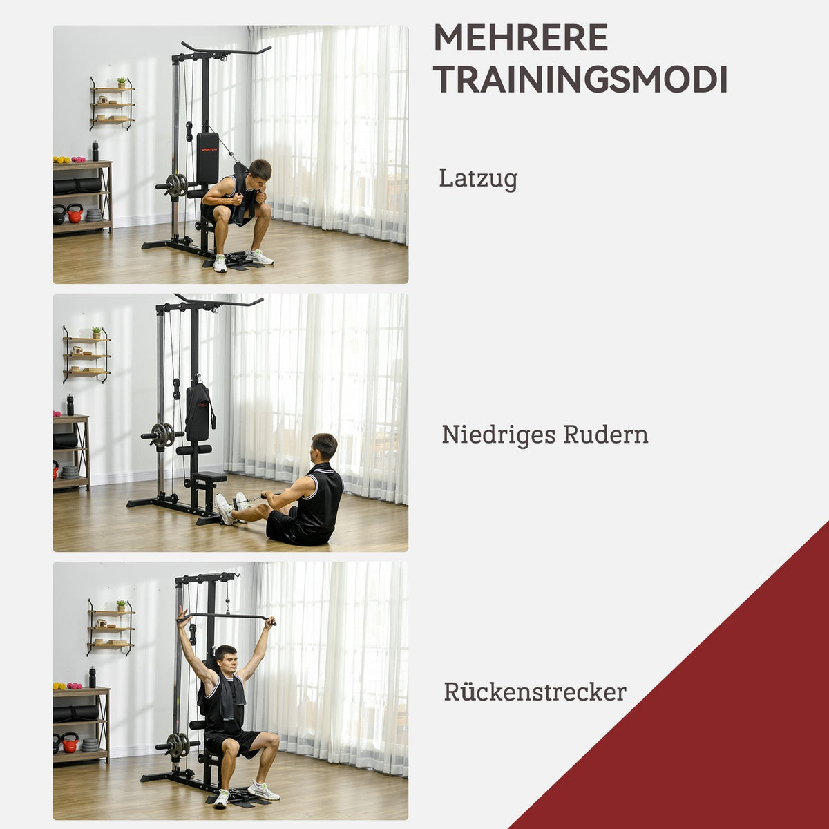 Home gym, rowing machines, without weights, fitness equipment for the home, steel, synthetic leather, black