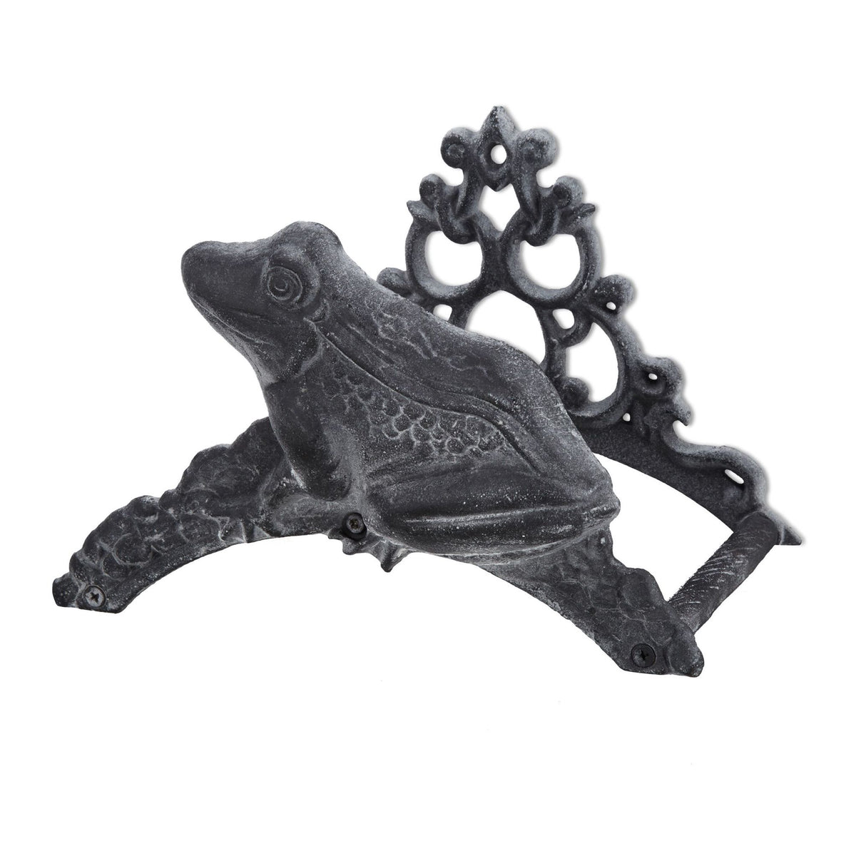 Hose holder in cast iron with frog motif