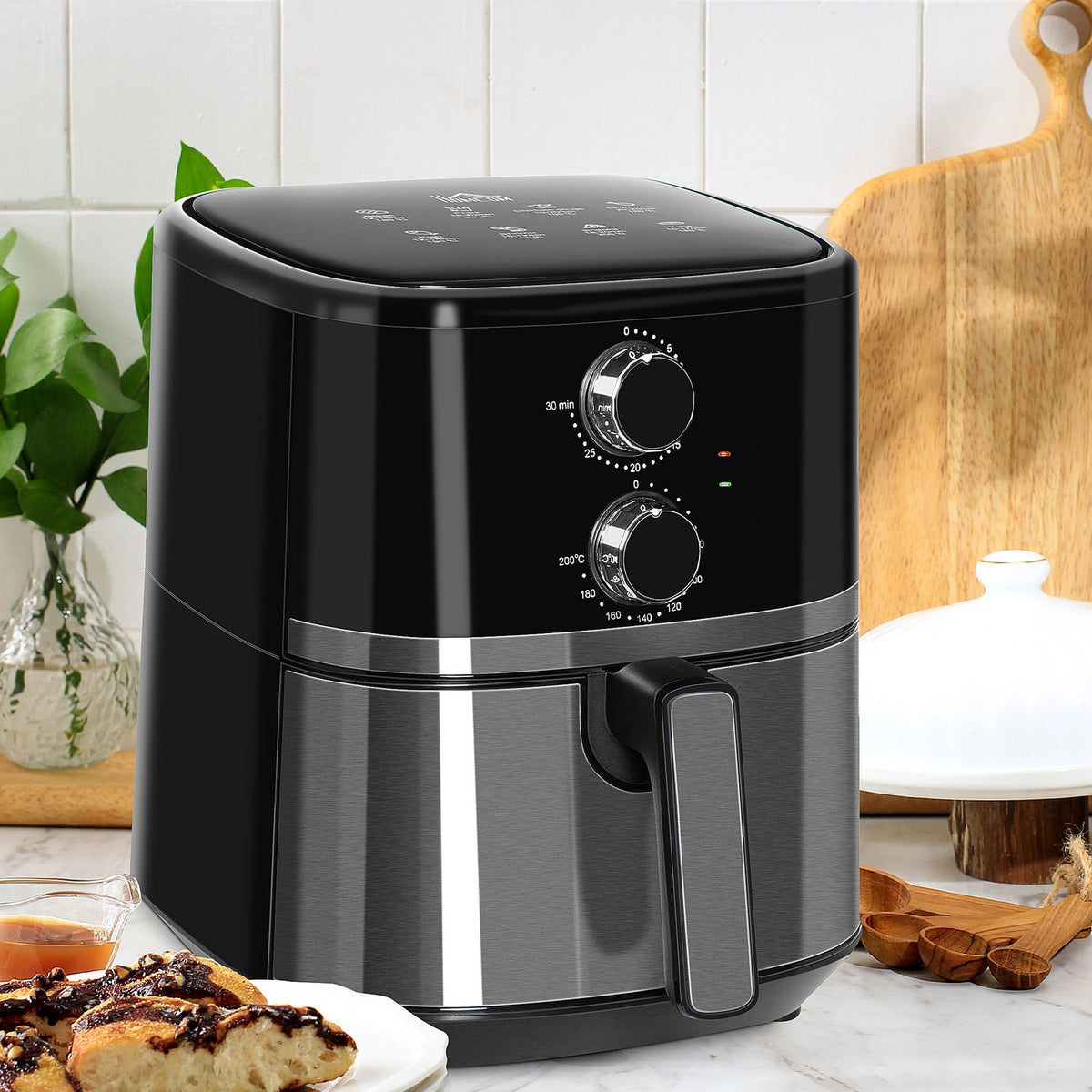 Hot Air Fryer 4.5L 1500W, 8 Programs, Non-Stick Basket, Oil-Free & Low-Fat Cooking, Black, 35.5X28X33.8Cm