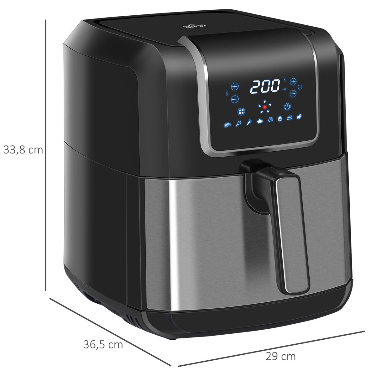 Hot Air Fryer 6.5L 1700W With 8 Menus Led Display Non-Stick Coating Basket For Healthy Oil-Free Cooking Black 36.5 X 29 X 33.8 Cm