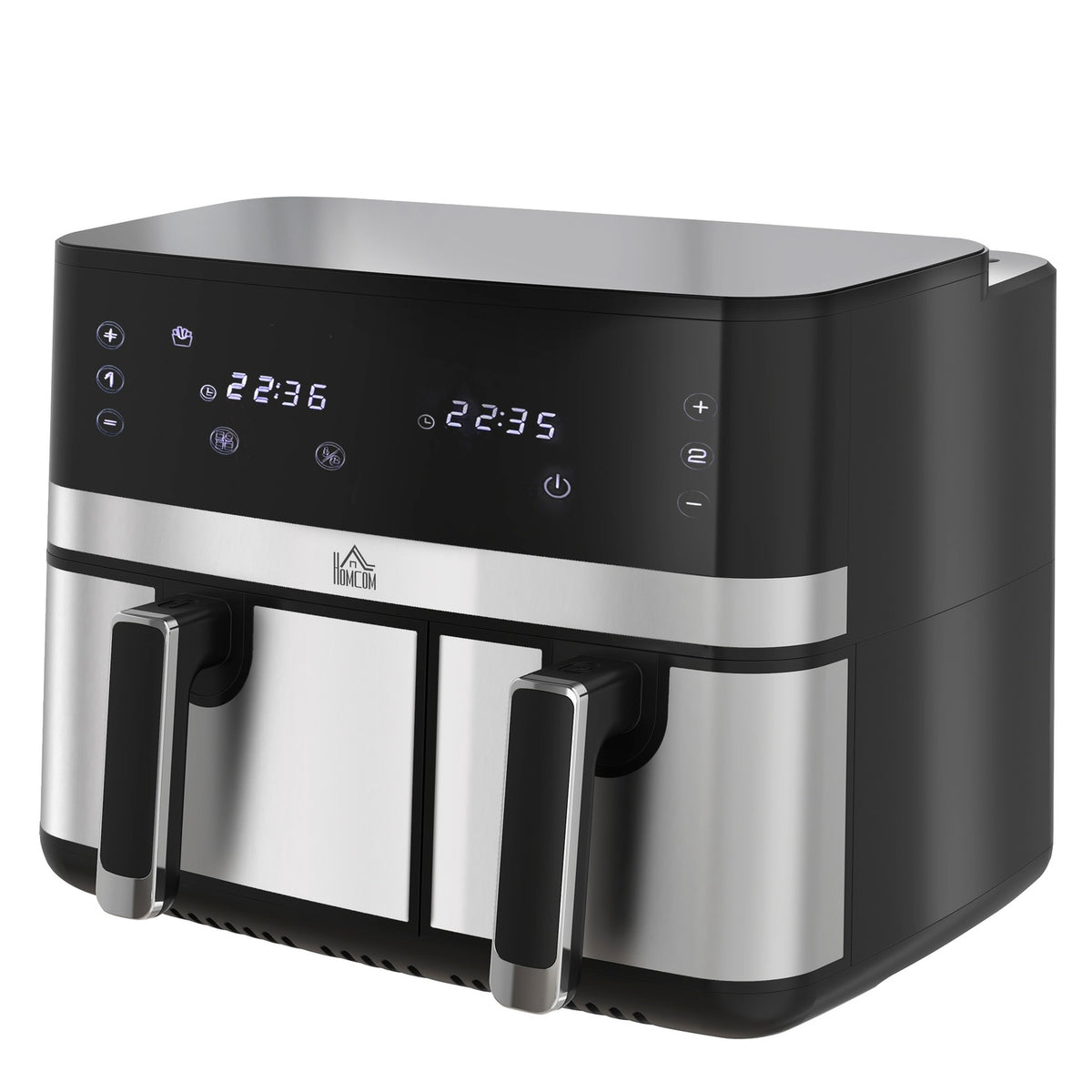 Hot Air Fryer 8.5L Double Chamber 8In1 Recipe Airfryer Non-Stick Coating Touchscreen Smart Timer Without Oil Black