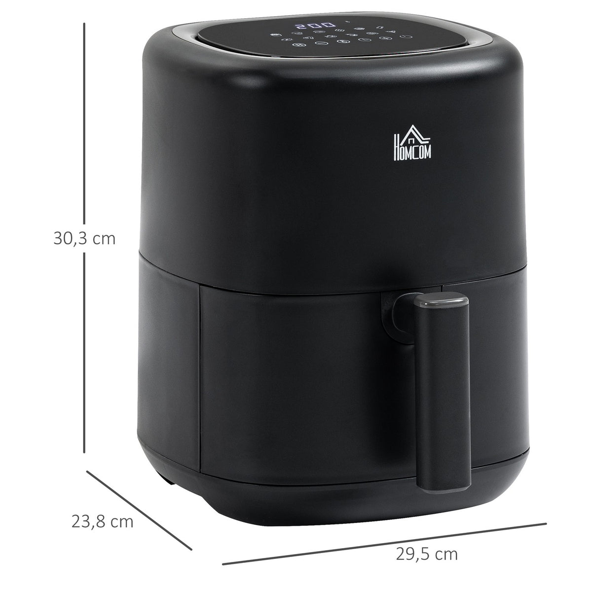 Hot Air Fryer Oil-Free Cooking, 12 Programs, Led Display, Non-Stick Basket, 3L, 1300W, Black, 29.5X23.8X30.3Cm