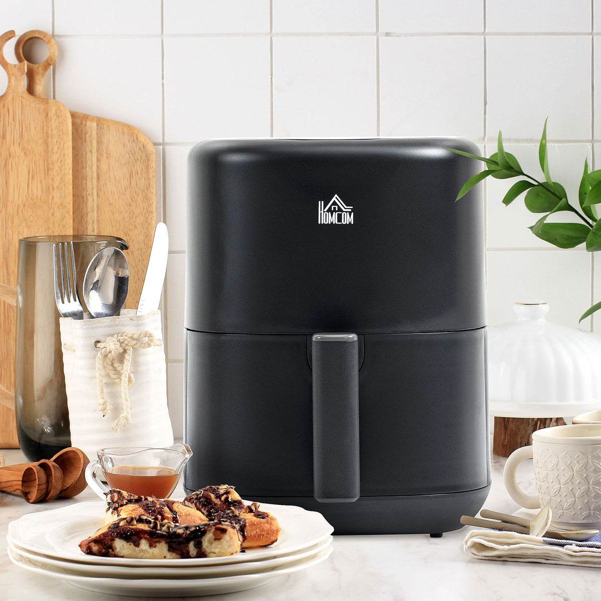 Hot Air Fryer Oil-Free Cooking, 12 Programs, Led Display, Non-Stick Basket, 3L, 1300W, Black, 29.5X23.8X30.3Cm