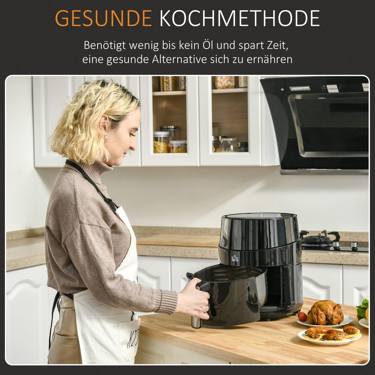 Hot Air Fryer Without Oil 4.5 L 1500W Air Fryer With 8 Preset Modes Led Display Non-Stick Coated Basket For Healthy Low-Fat Cooking