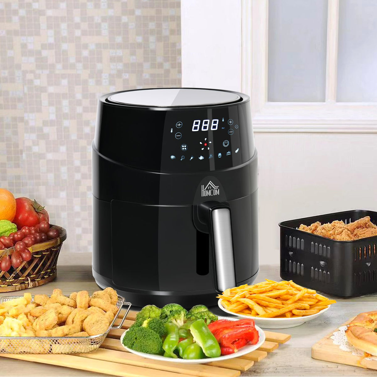 Hot Air Fryer Without Oil 4.5 L 1500W Air Fryer With 8 Preset Modes Led Display Non-Stick Coated Basket For Healthy Low-Fat Cooking