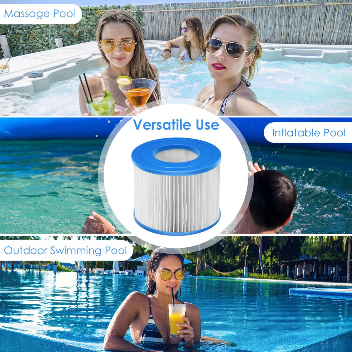 Hot Tub Filter Cartridges, 6-Pack, 10 x 8 cm