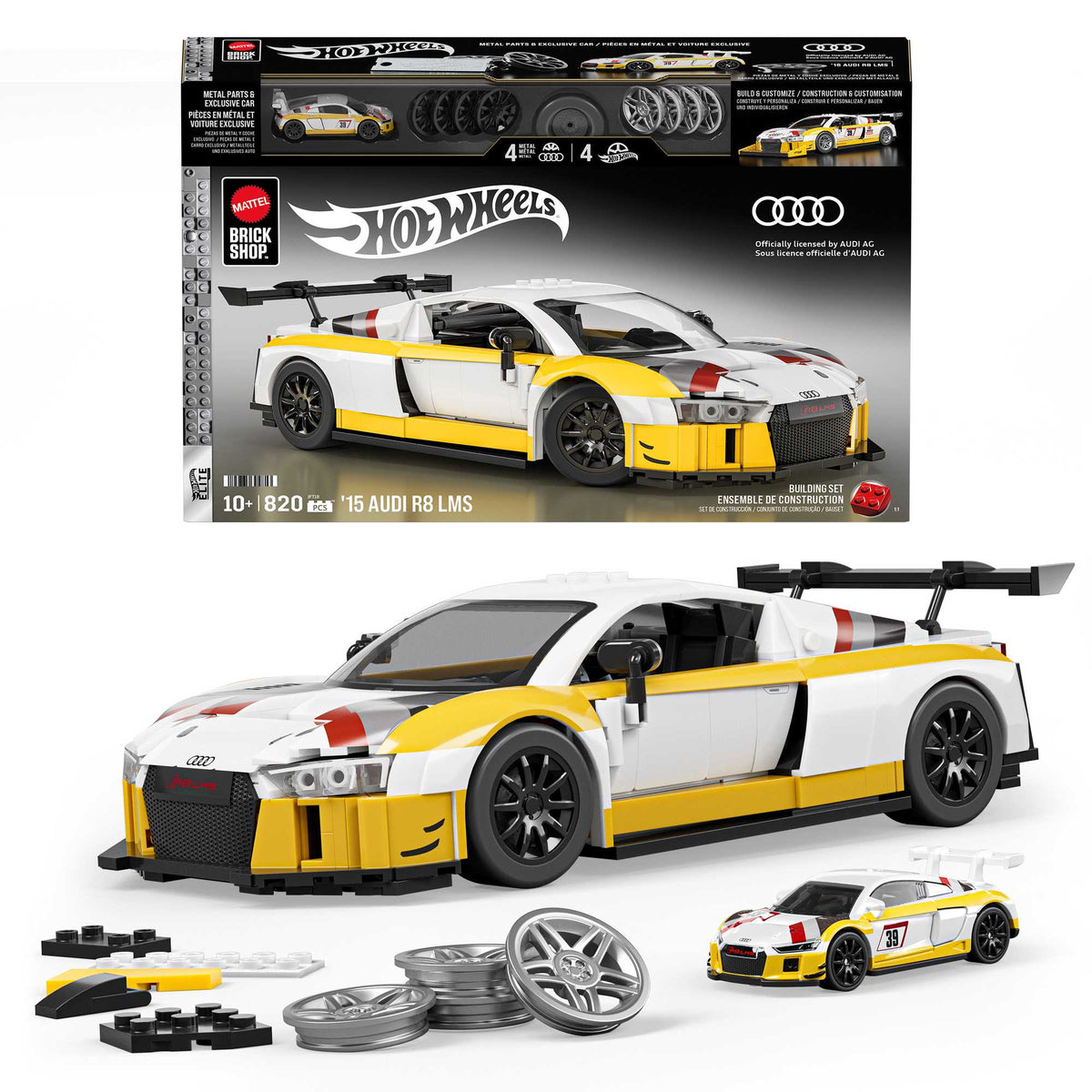 Hot Wheels Audi R8 LMS Building Set, 820 Pieces