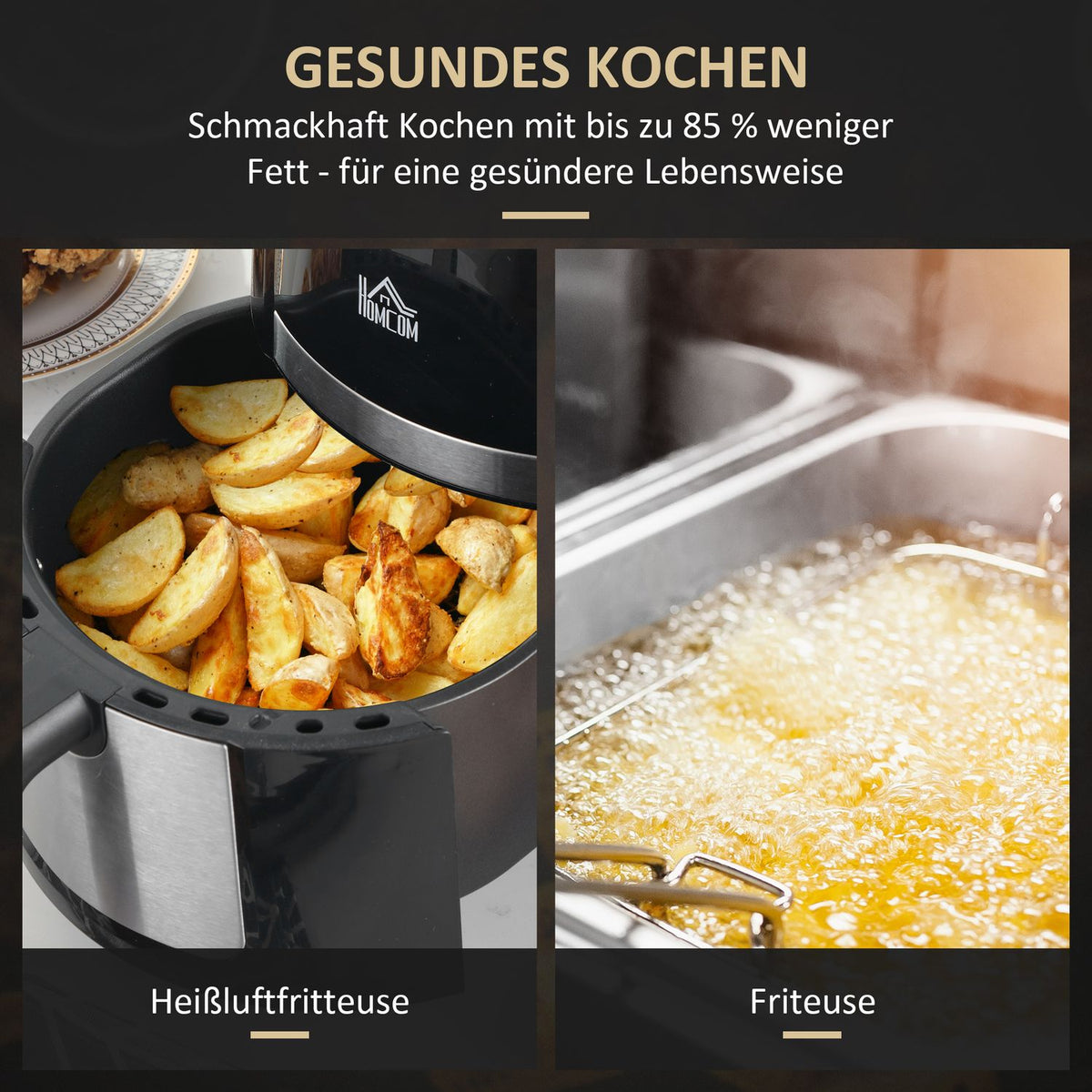 Hot air fryer 4L Airfryer with 12 programs, 60 min timer, non-stick coated basket, 1300W deep fryer without oil, with overheating protection, LED touch display, black