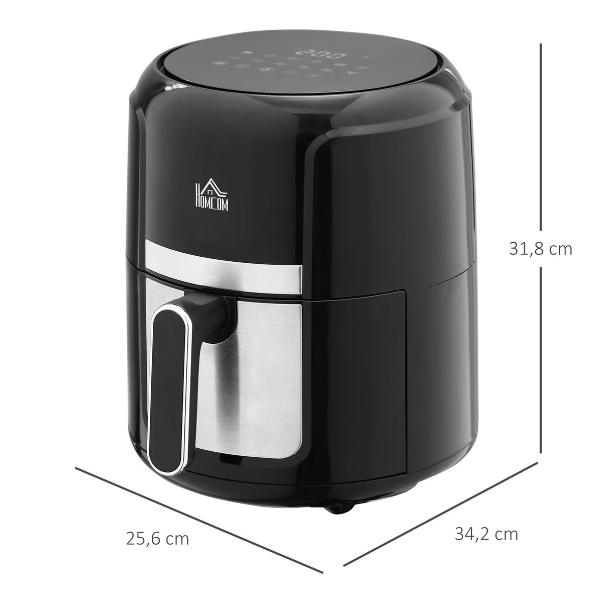 Hot air fryer 4L Airfryer with 12 programs, 60 min timer, non-stick coated basket, 1300W deep fryer without oil, with overheating protection, LED touch display, black