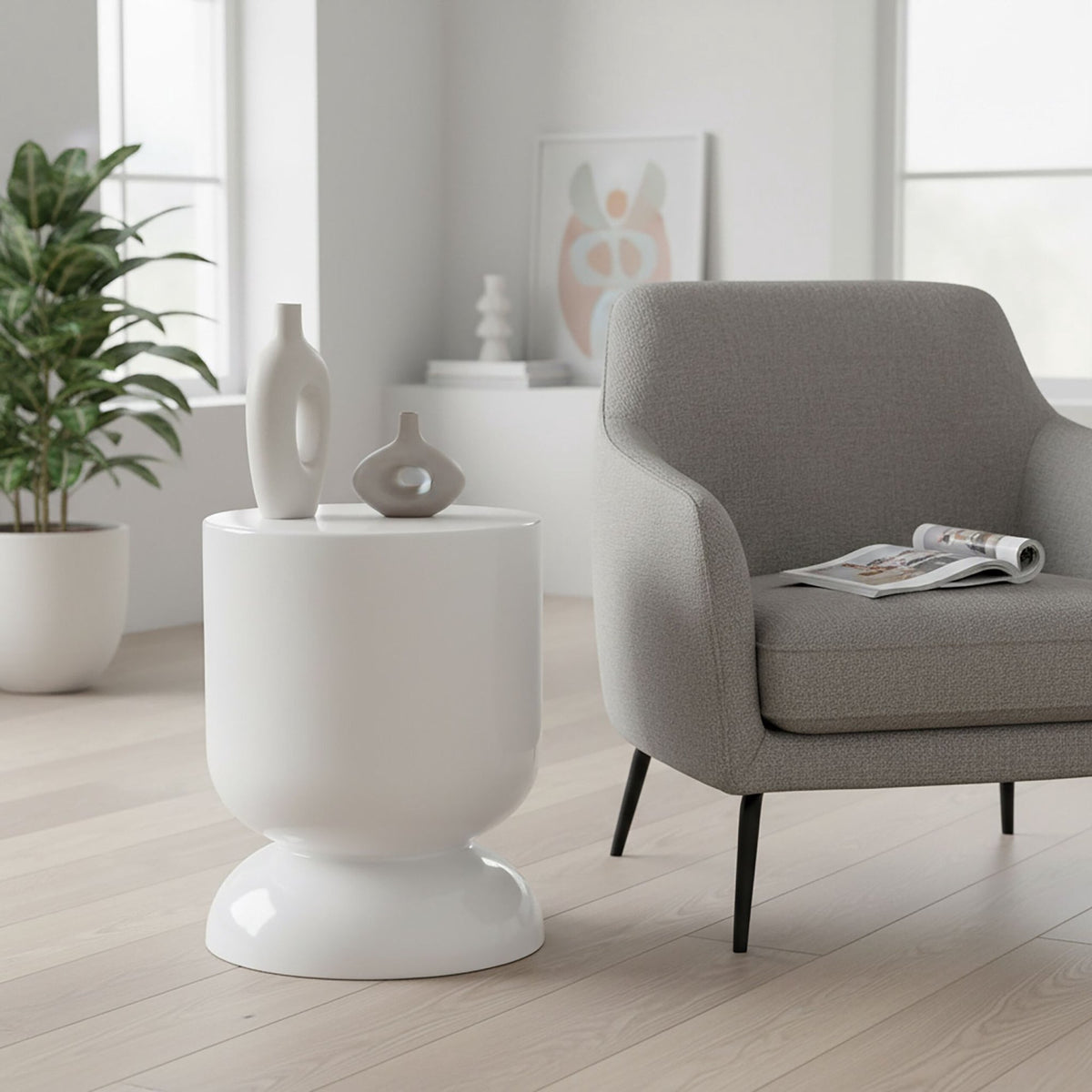 Hourglass Side Table and Stool – Metal, Multifunctional
