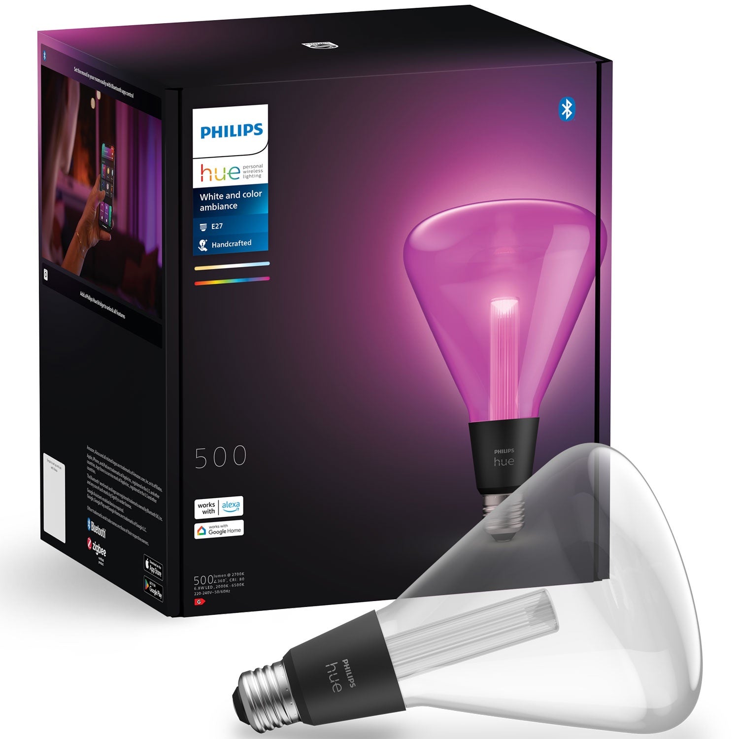 Hue Lightguide Triangle E27 White and Color Ambiance
