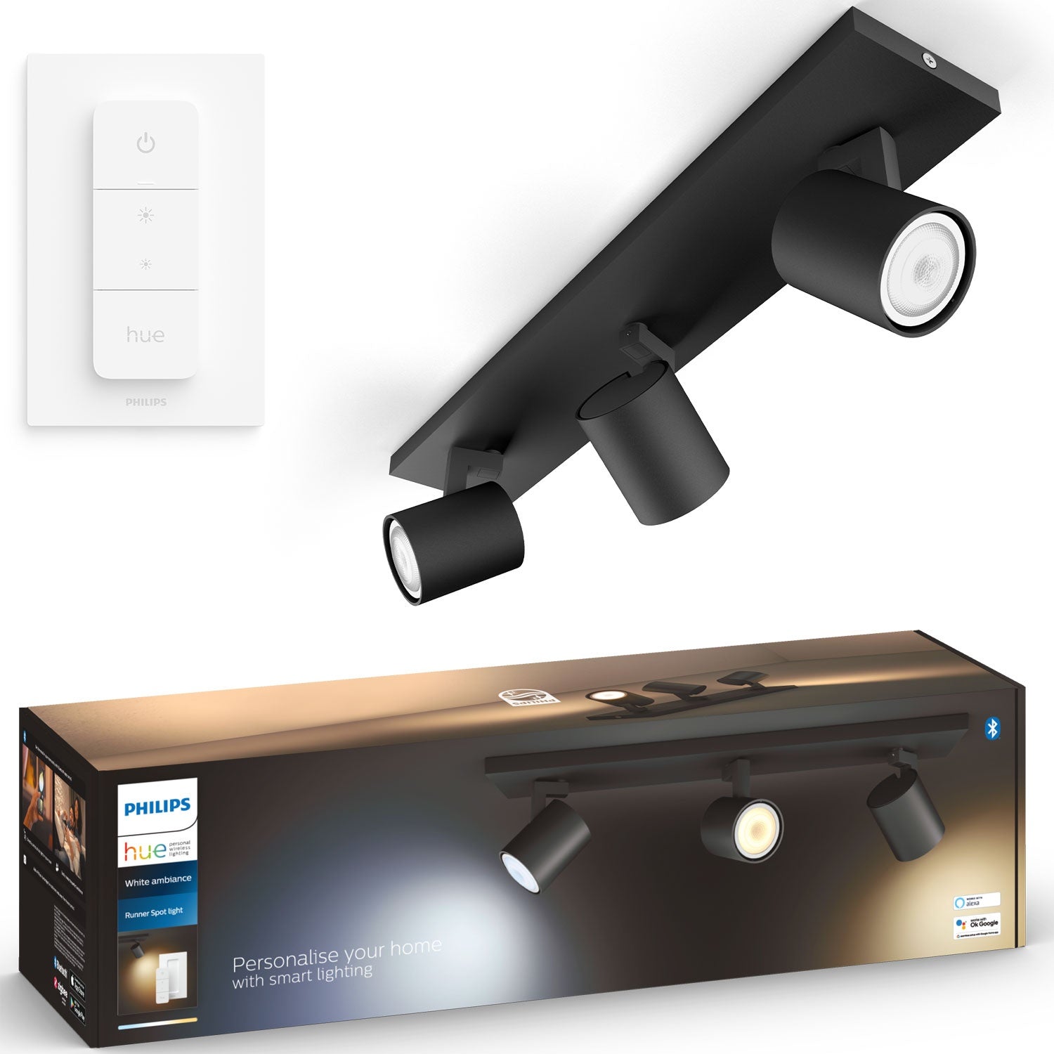 Hue Runner White Ambiance 3 spot 1200 lm Black