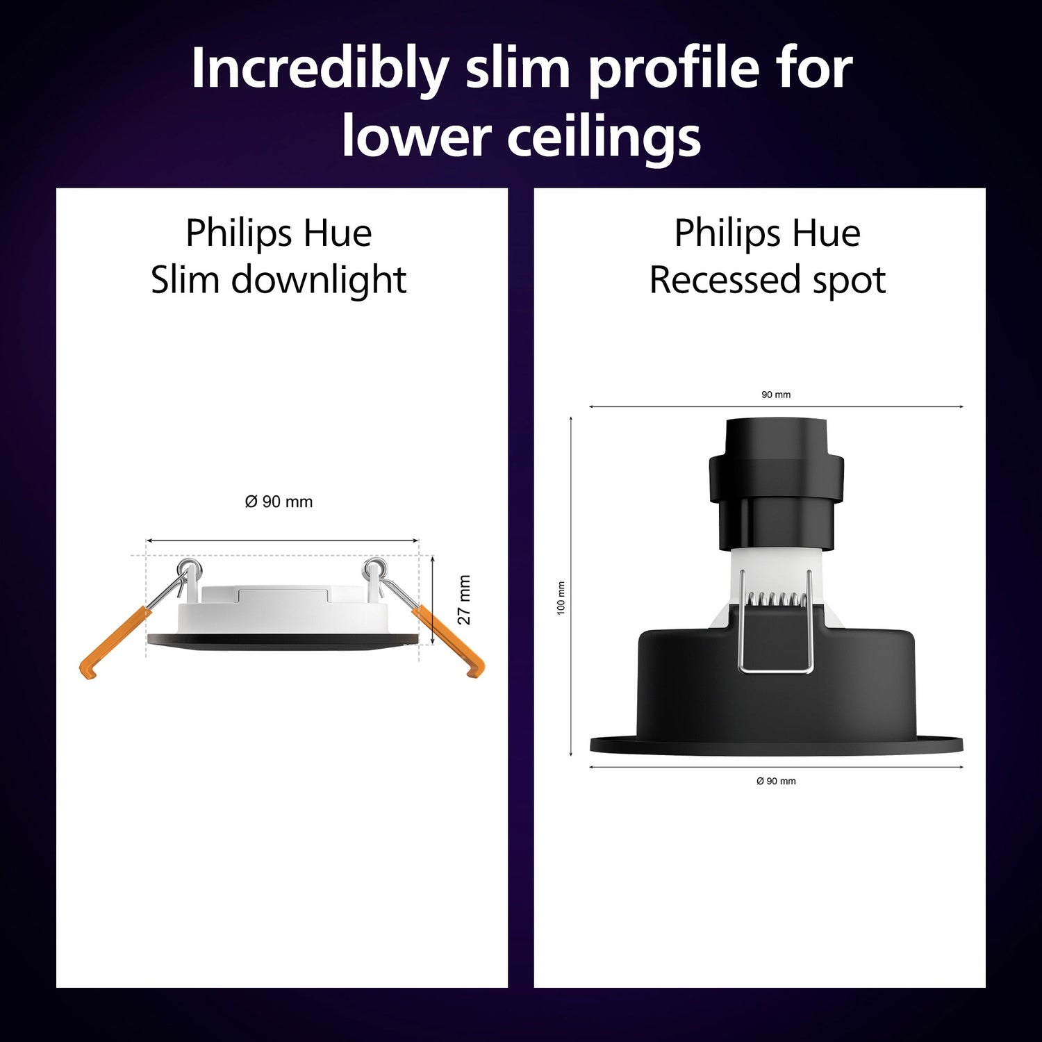 Hue Slim Downlight S 90mm White and Color Ambiance Black 1-pack