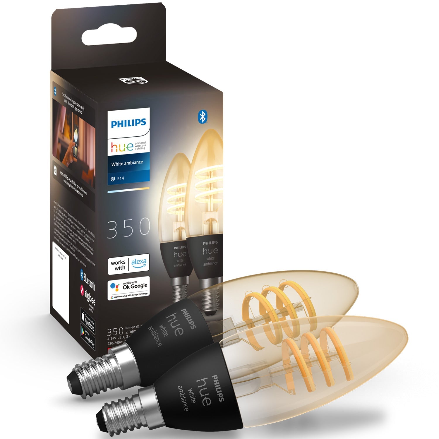 Hue White Ambiance Filament E14 Krone 350 lm 2-pack