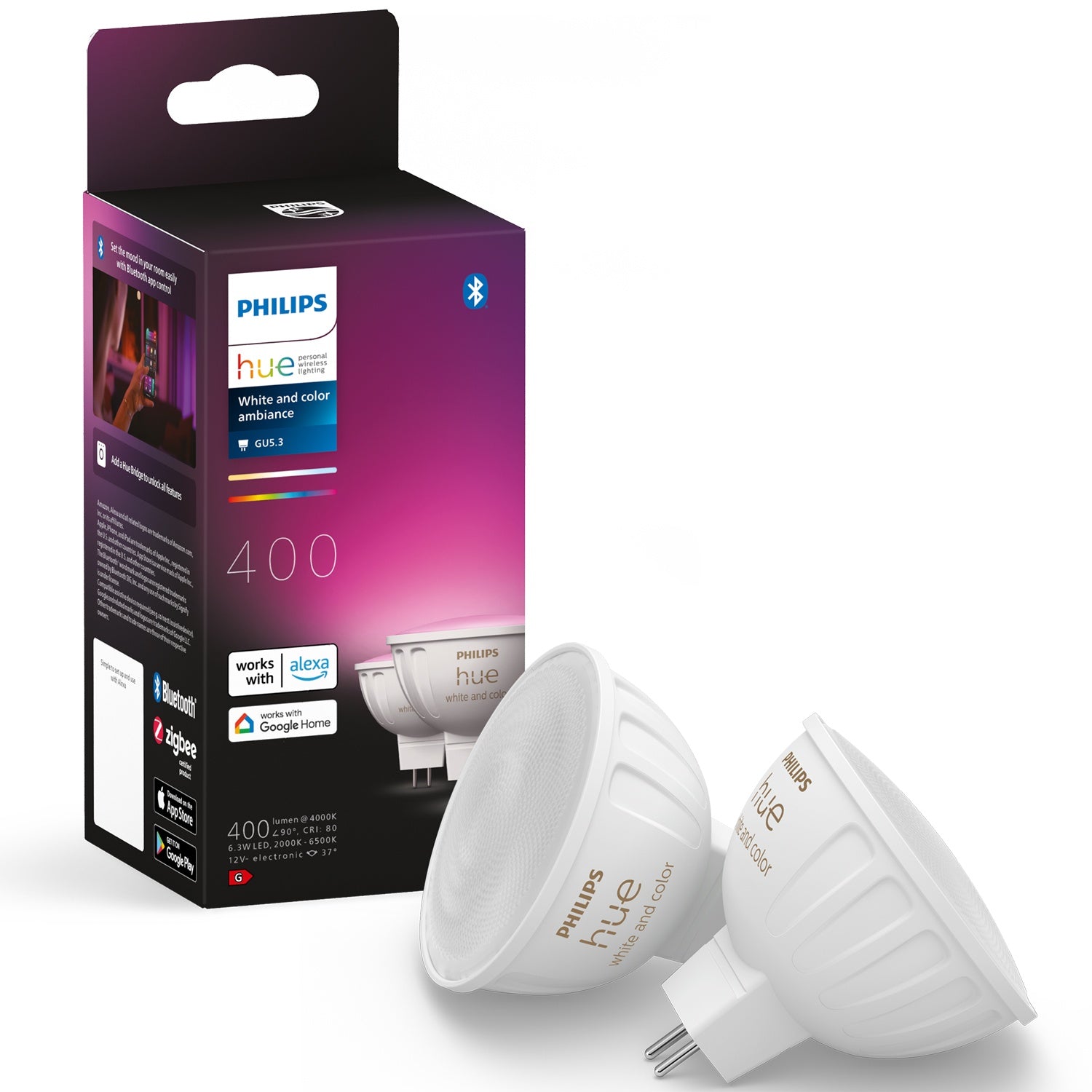 Hue White Color Ambiance GU5.3 MR16 12V 400lm 2-pack