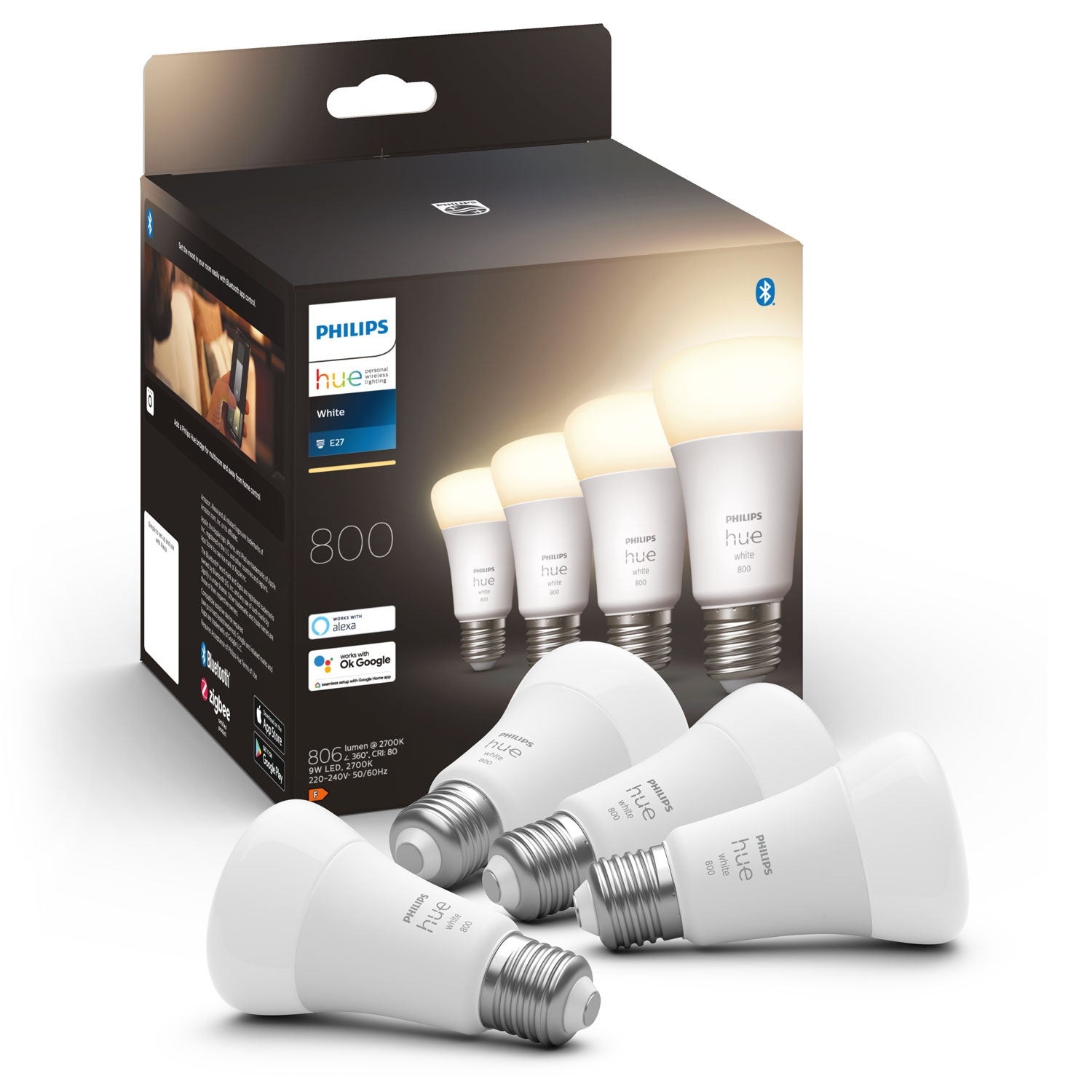 Hue White E27 A60 800lm 4-pack
