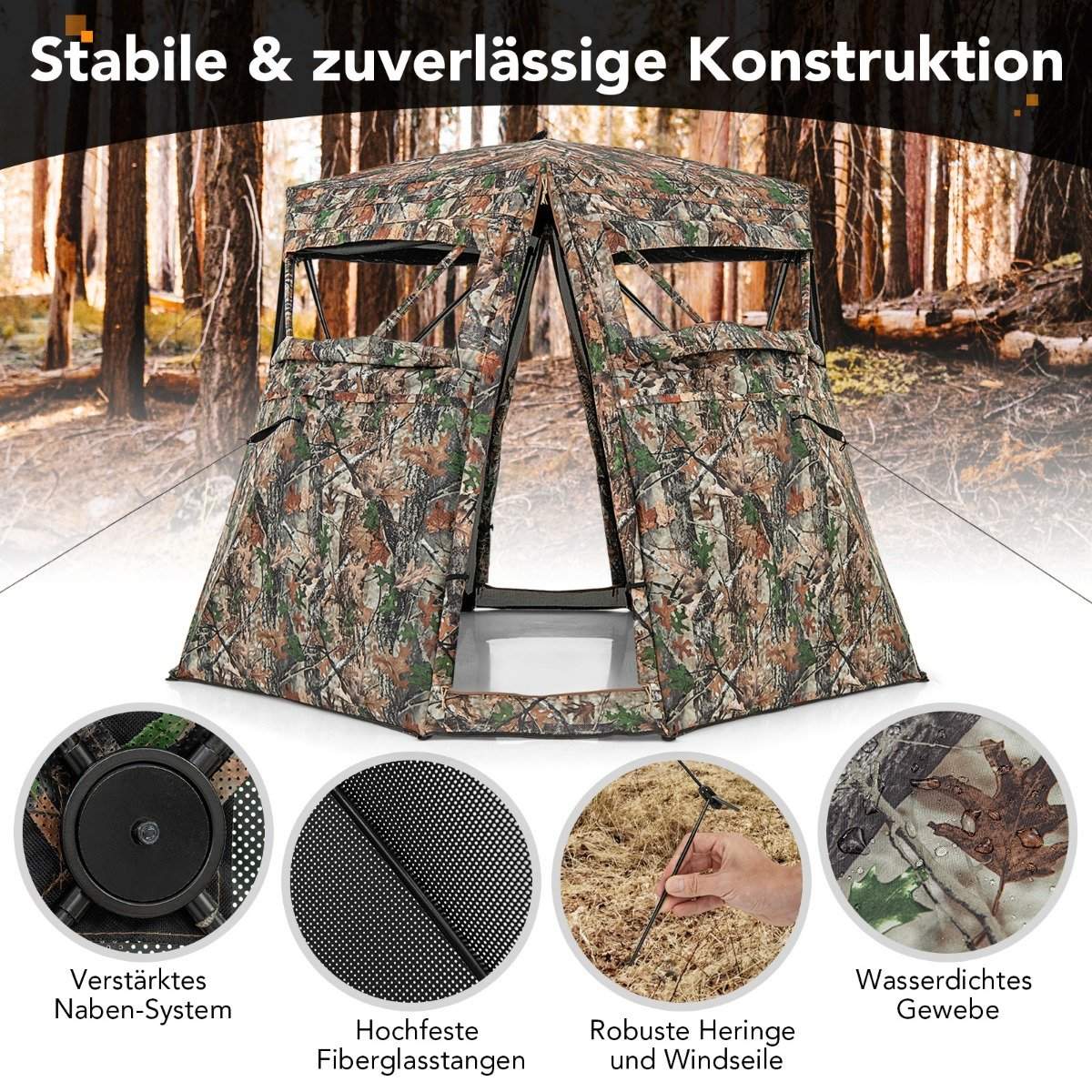 Hunting tent for 2-3 people 360° transparent camouflage tent for deer and wild boar hunting