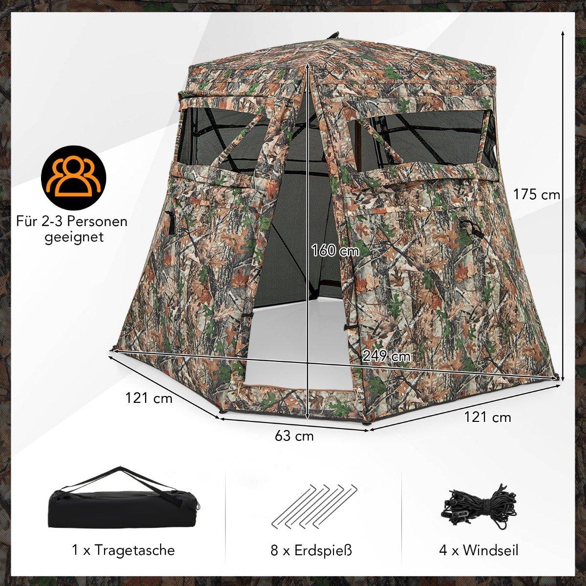Hunting tent for 2-3 people 360° transparent camouflage tent for deer and wild boar hunting