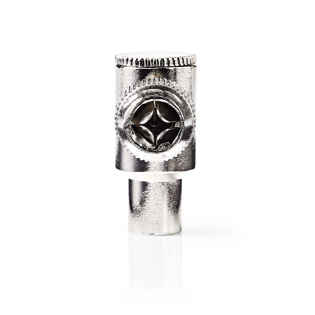 IEC (Coax) Connector | Angled 90° | Male | Nickel Plated | 75 Ohm | Screw | Cable input diameter: 7.0 mm | Metal | Silver | 2 pcs | Box
