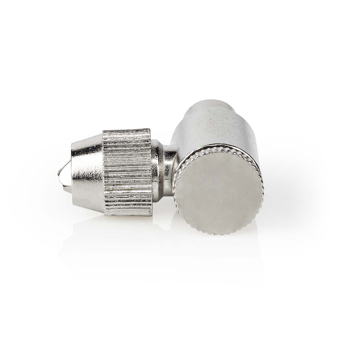 IEC (coax) | Angled | Male | Nickel Plated | 75 Ohm | Screw | Cable input diameter: 7.0 mm | Metal | Silver | 2 pcs. | Envelope