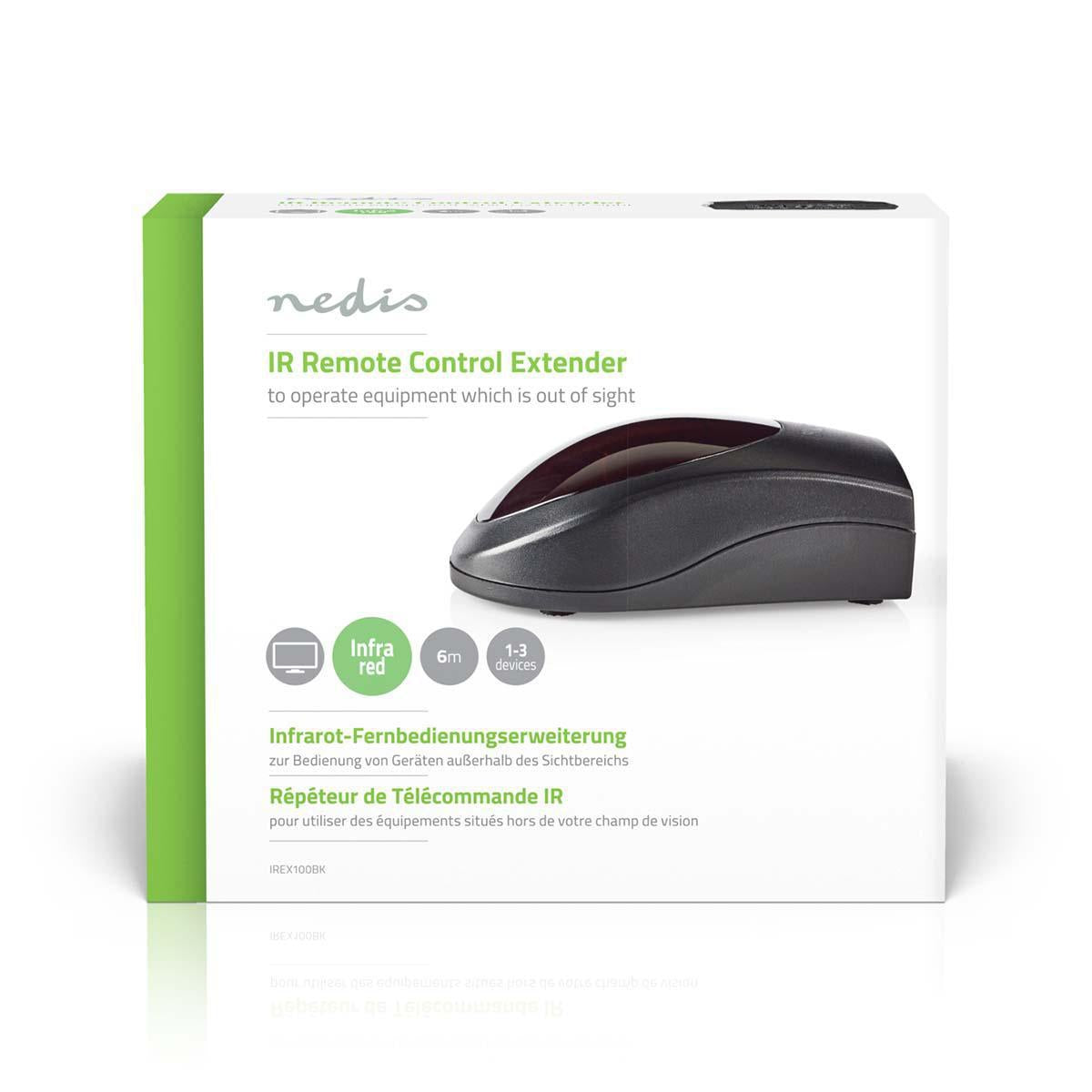 IR remote control extender | Signal range: 6.0 m | 3 Units | ABS | Black