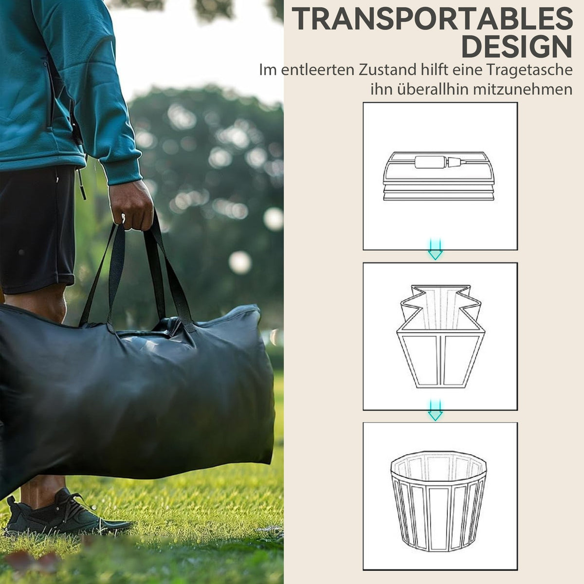 Ice Bath Ice Bathtub, 300 Liter Inflatable Ice Barrel with Cover, Carry Bag, Air Pump, for Athletes & Beginners Brown