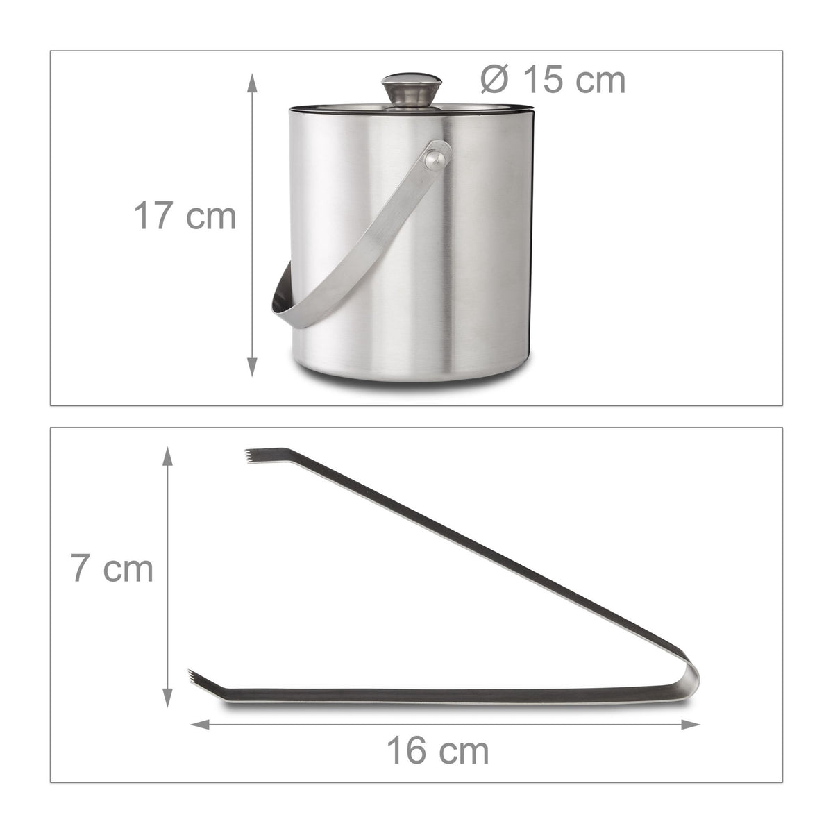 Ice Bucket 1.5 Liter Closing with Lid and Tongs, Ice Cube Container Wine Cooler