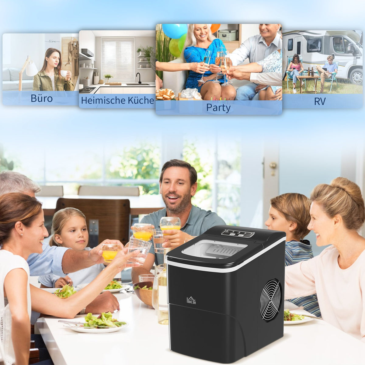 Ice Cube Machine 12Kg/24H, 2L, Led Display, Self-Cleaning, Black, 21.2X29.5X32.6Cm