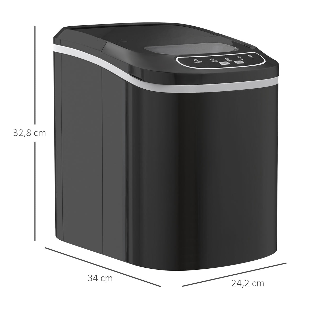 Ice Cube Machine, 1.3 L With 2.2 L Water Tank, 12 Kg/24H Ice Maker With Scoop And Basket, 2 Selectable Ice Cube Sizes, Self-Cleaning