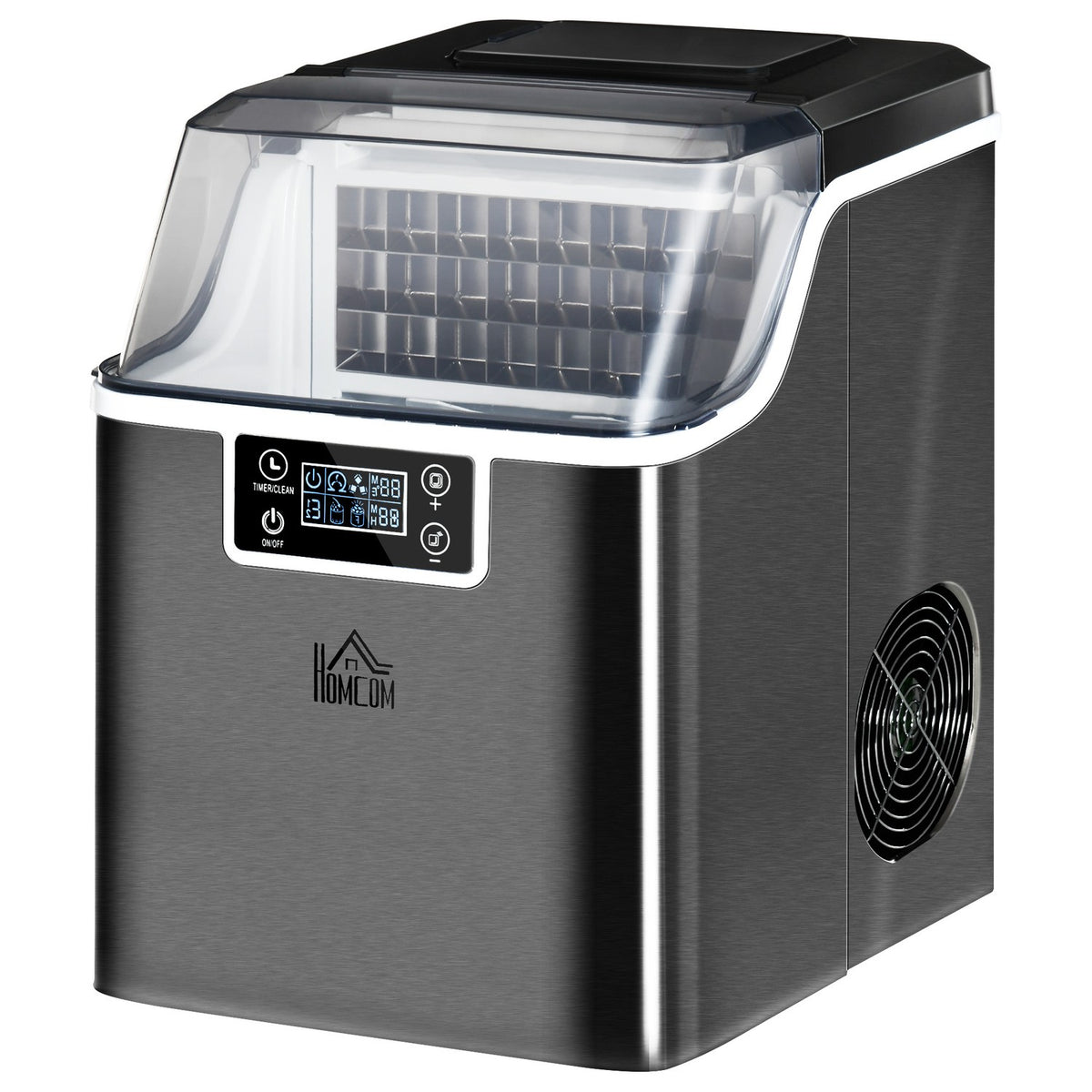 Ice Cube Machine 20 Kg/24H 2.3 L Ice Cube Maker With 3.2 L Water Tank Display Ice Cube Maker Machine - Self-Cleaning Black